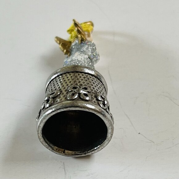 Sewing Quilting Floral Thimble No Size Collectible Angel Top Glitter Decor - Picture 8 of 8